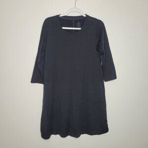 Woolx black merino wool blend 3/4 sleeve pull over dress with pockets medium